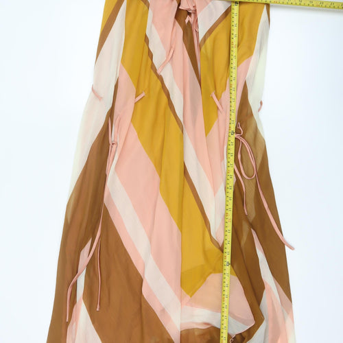 ASOS Design Women’s Multicoloured UK 12 Ruffle Halter Maxi Dress