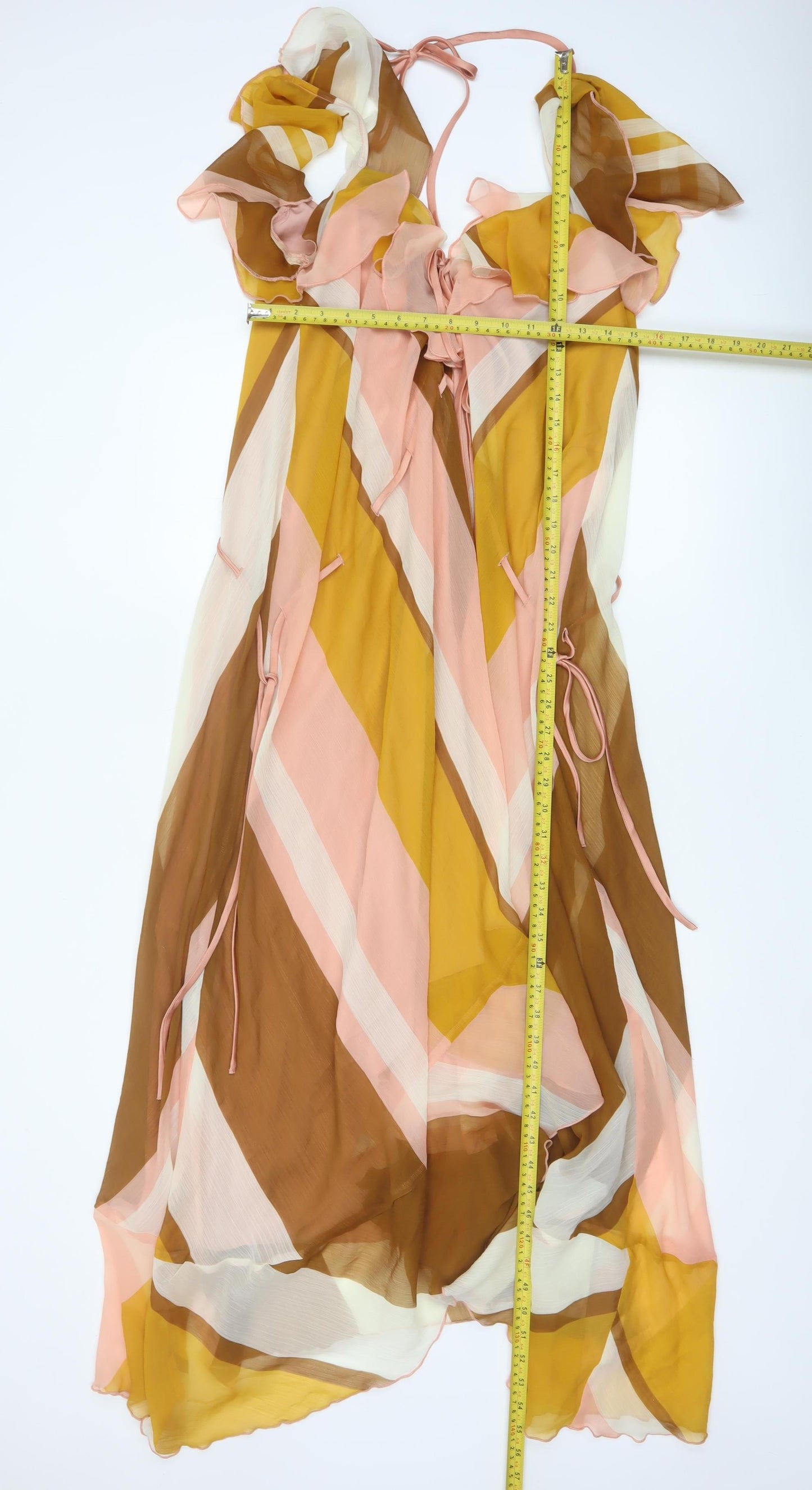ASOS Design Women’s Multicoloured UK 12 Ruffle Halter Maxi Dress