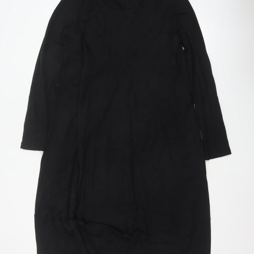 Crea Concept Women Black UK 12 Long Sleeve Scoop Neck Sheath Dress