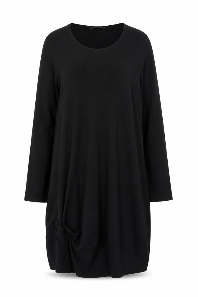 Crea Concept Women Black UK 12 Long Sleeve Scoop Neck Sheath Dress