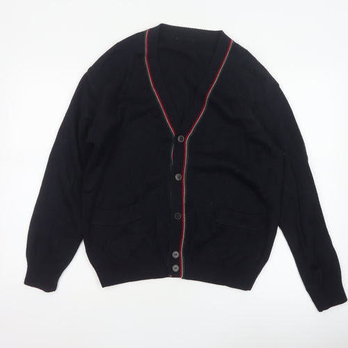 Marks and Spencer Men Black S Vintage V-Neck Button Cardigan Pockets
