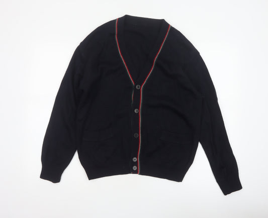 Marks and Spencer Men Black S Vintage V-Neck Button Cardigan Pockets