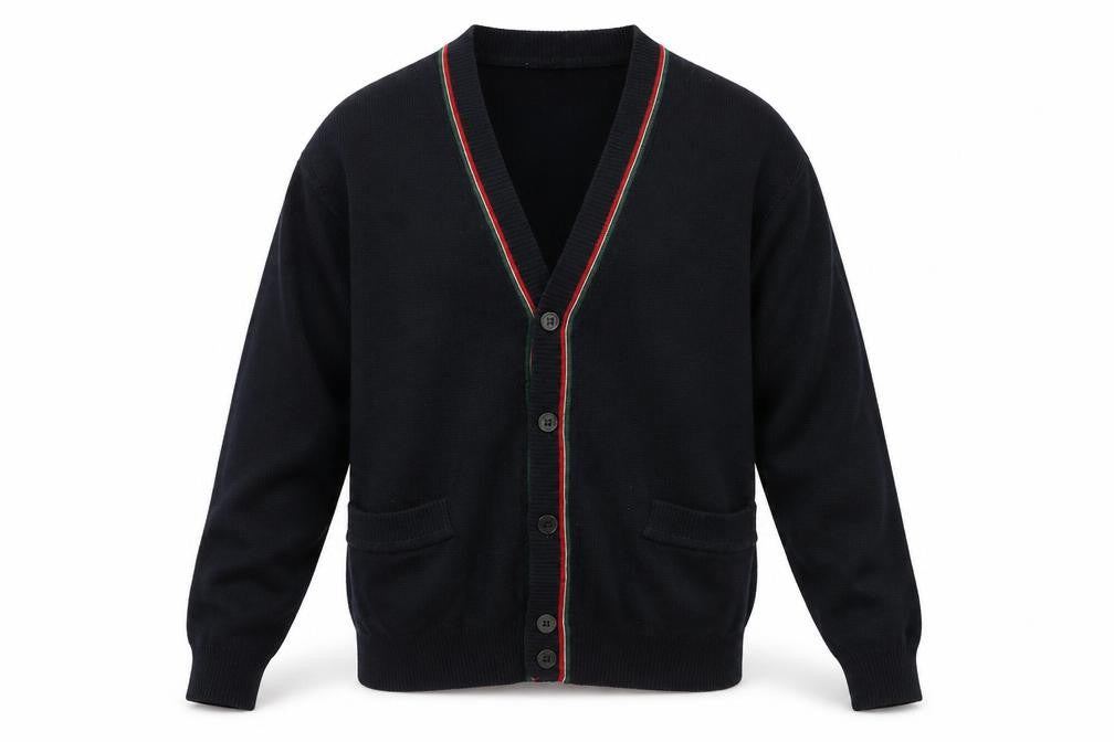 Front view of Marks & Spencer Men Black S Vintage V-Neck Button Cardigan Pockets