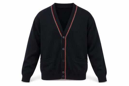 Front view of Marks & Spencer Men Black S Vintage V-Neck Button Cardigan Pockets