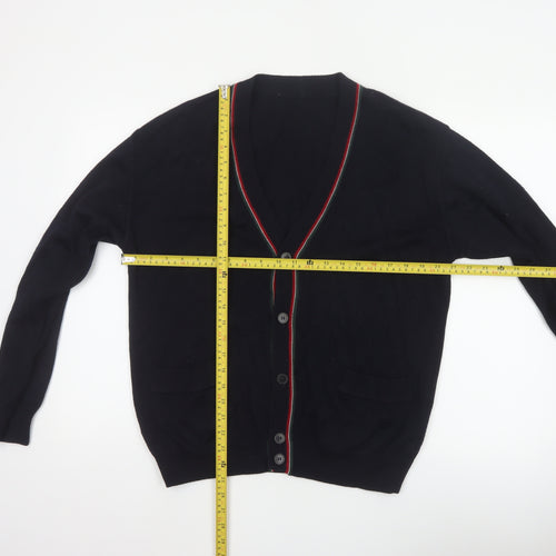 Marks and Spencer Men Black S Vintage V-Neck Button Cardigan Pockets