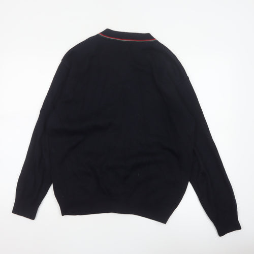Marks and Spencer Men Black S Vintage V-Neck Button Cardigan Pockets