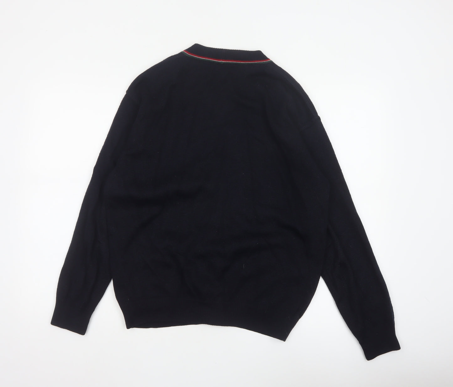 Marks and Spencer Men Black S Vintage V-Neck Button Cardigan Pockets