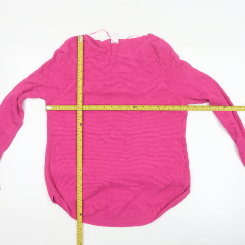 John Lewis Women Pink Size 12 Cotton V-Neck Knit Pullover Jumper