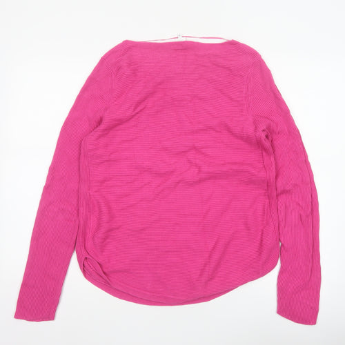 John Lewis Women Pink Size 12 Cotton V-Neck Knit Pullover Jumper