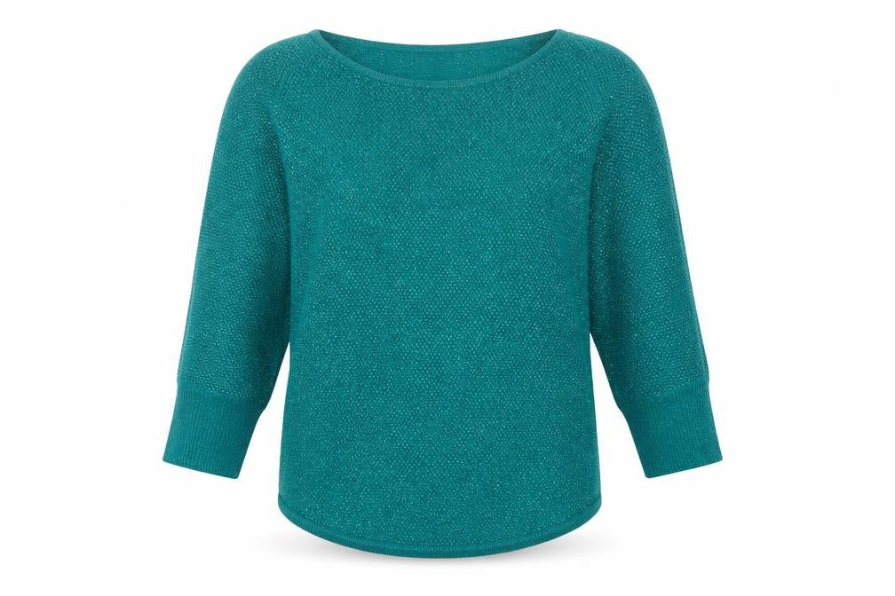 New York & Company Women's Green XS Metallic Knit Pullover Jumper