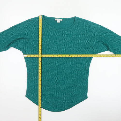 New York & Company Women's Green XS Metallic Knit Pullover Jumper