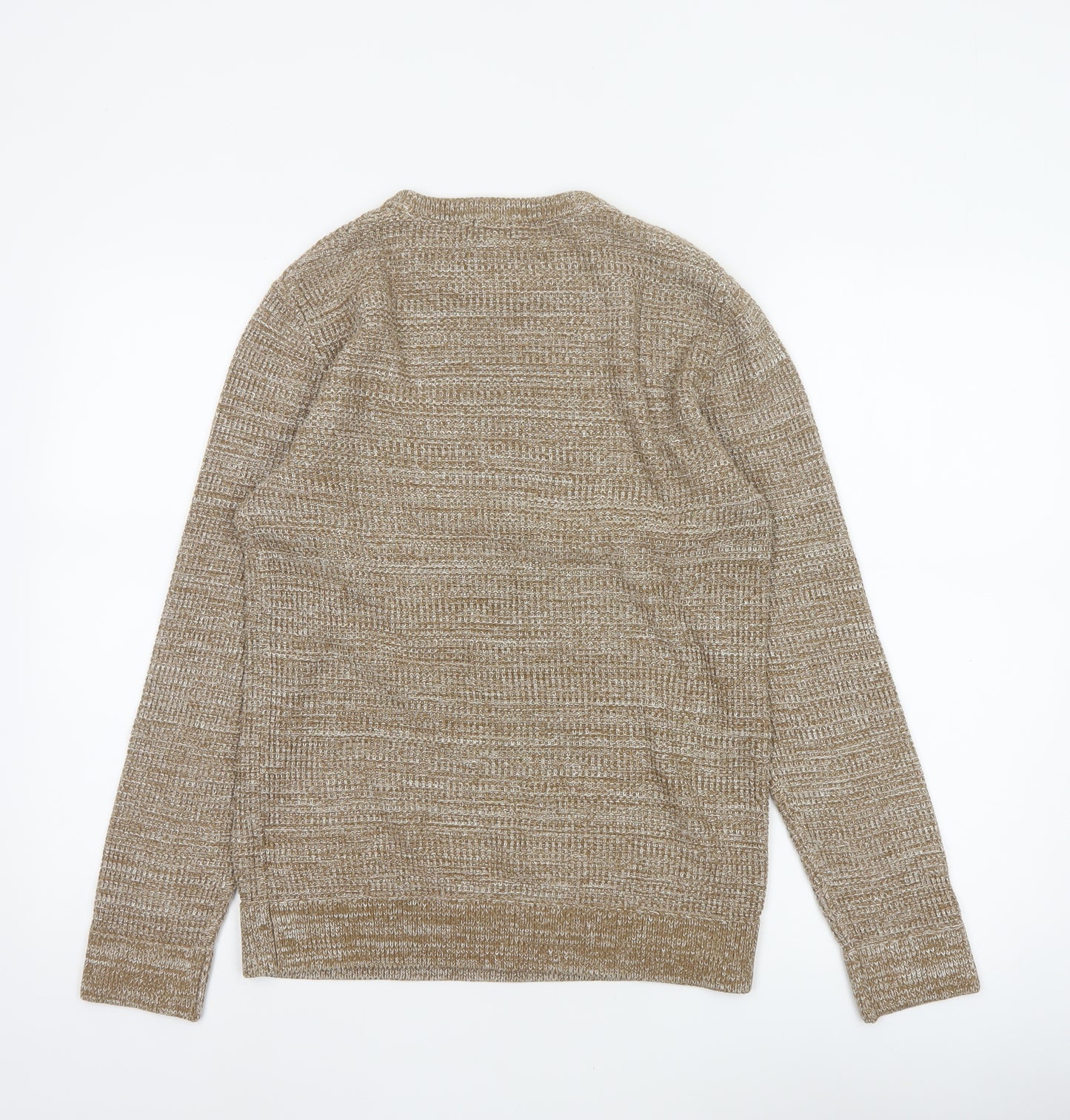 H&M Men’s Beige XS Open Knit Crew Neck Cotton Blend Pullover Jumper