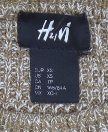 H&M Men’s Beige XS Open Knit Crew Neck Cotton Blend Pullover Jumper