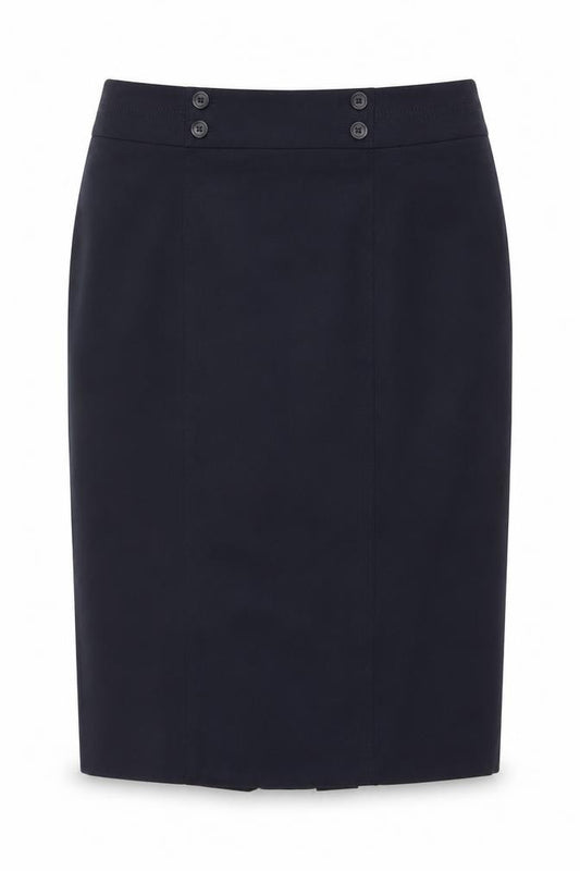 Marks & Spencer Women Black UK 12 Pencil Knee Skirt Button Workwear