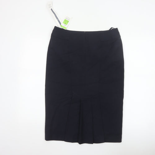 Marks & Spencer Women Black UK 12 Pencil Knee Skirt Button Workwear