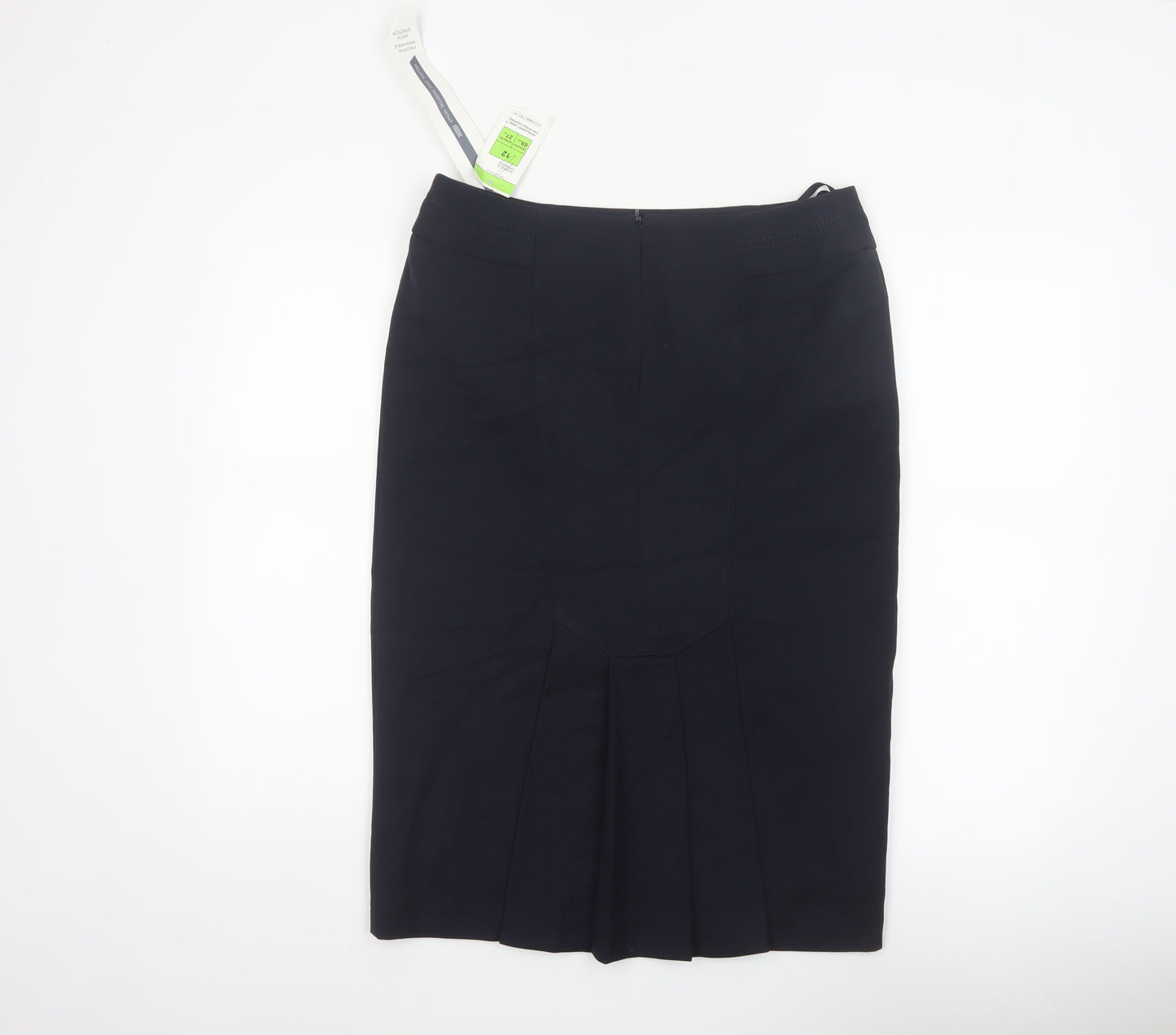 Marks & Spencer Women Black UK 12 Pencil Knee Skirt Button Workwear