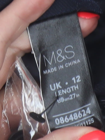 Marks & Spencer Women Black UK 12 Pencil Knee Skirt Button Workwear
