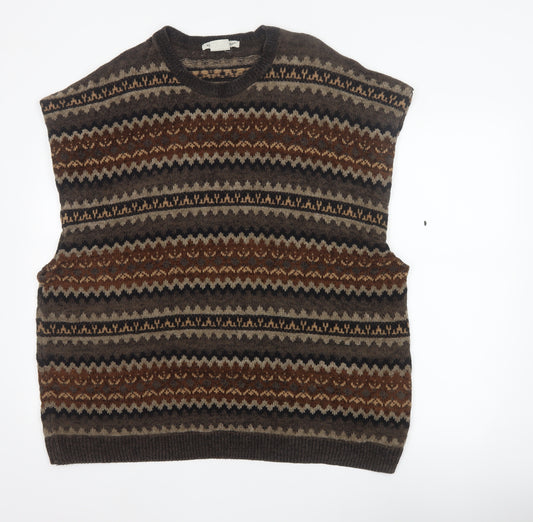 Knightsbridge Men’s Brown XL Fair Isle Knit Sweater Vest Vintage