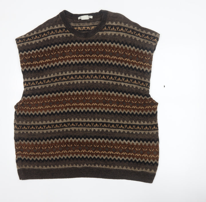 Knightsbridge Men’s Brown XL Fair Isle Knit Sweater Vest Vintage