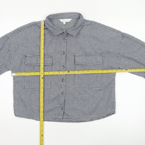 Apricot Women’s Black White Check Cropped Button-Up Shirt UK 14