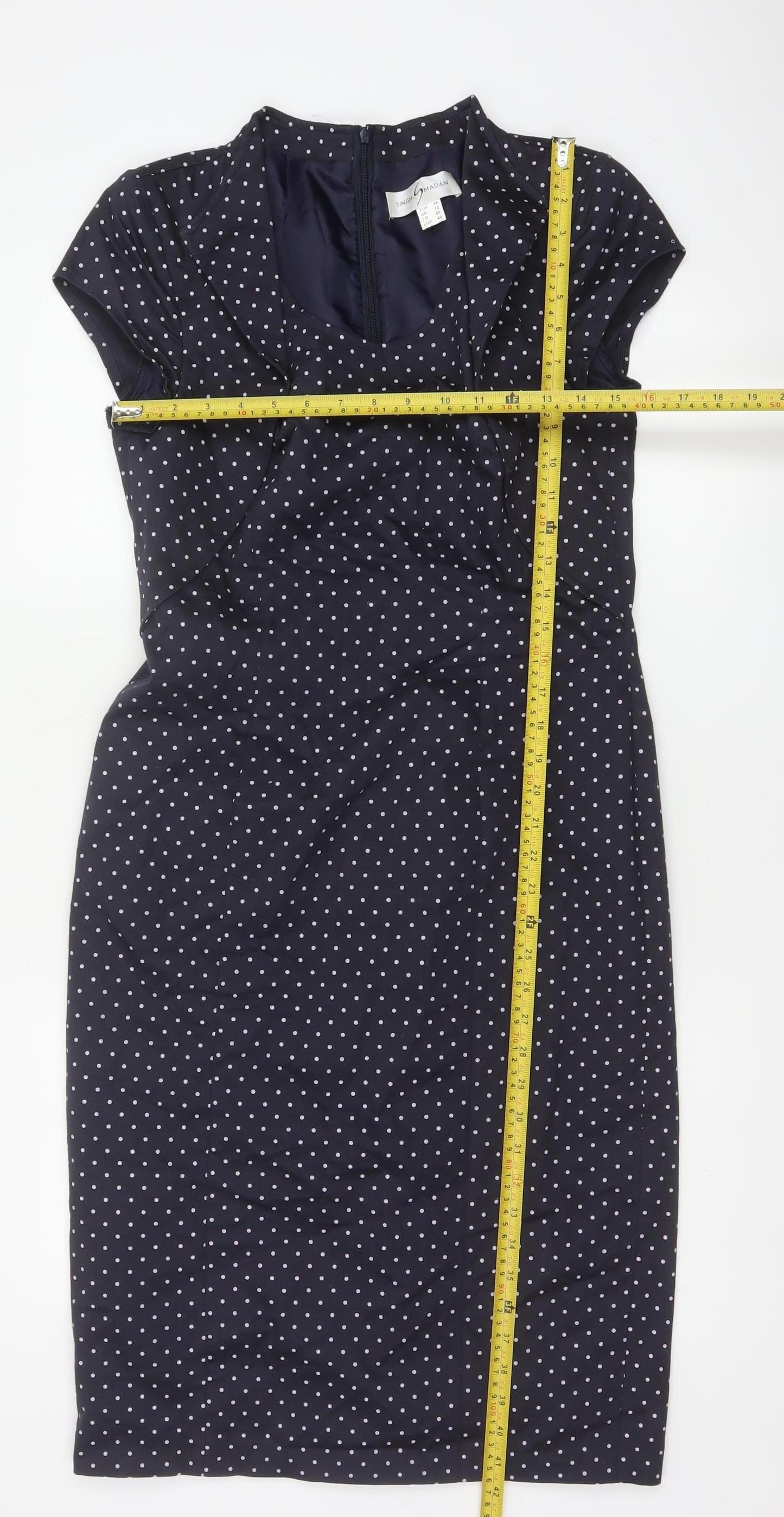 Singh Madan Women’s Blue Polka Dot UK 12 Midi Pencil Dress