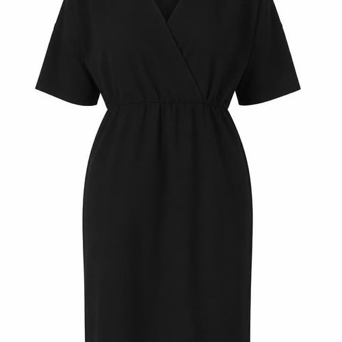 Jaeger Women Black UK 12 Knee Length Sheath V-Neck Kimono Sleeve Dress