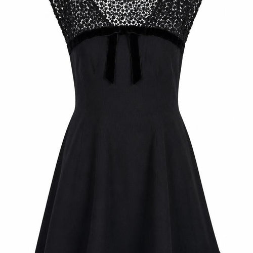 Warehouse Women’s Black UK 10 Lace Cotton Skater Party Dress