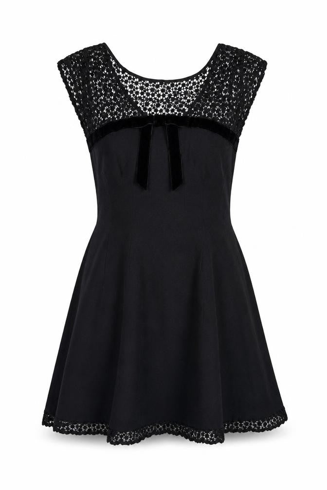Warehouse Women’s Black UK 10 Lace Cotton Skater Party Dress