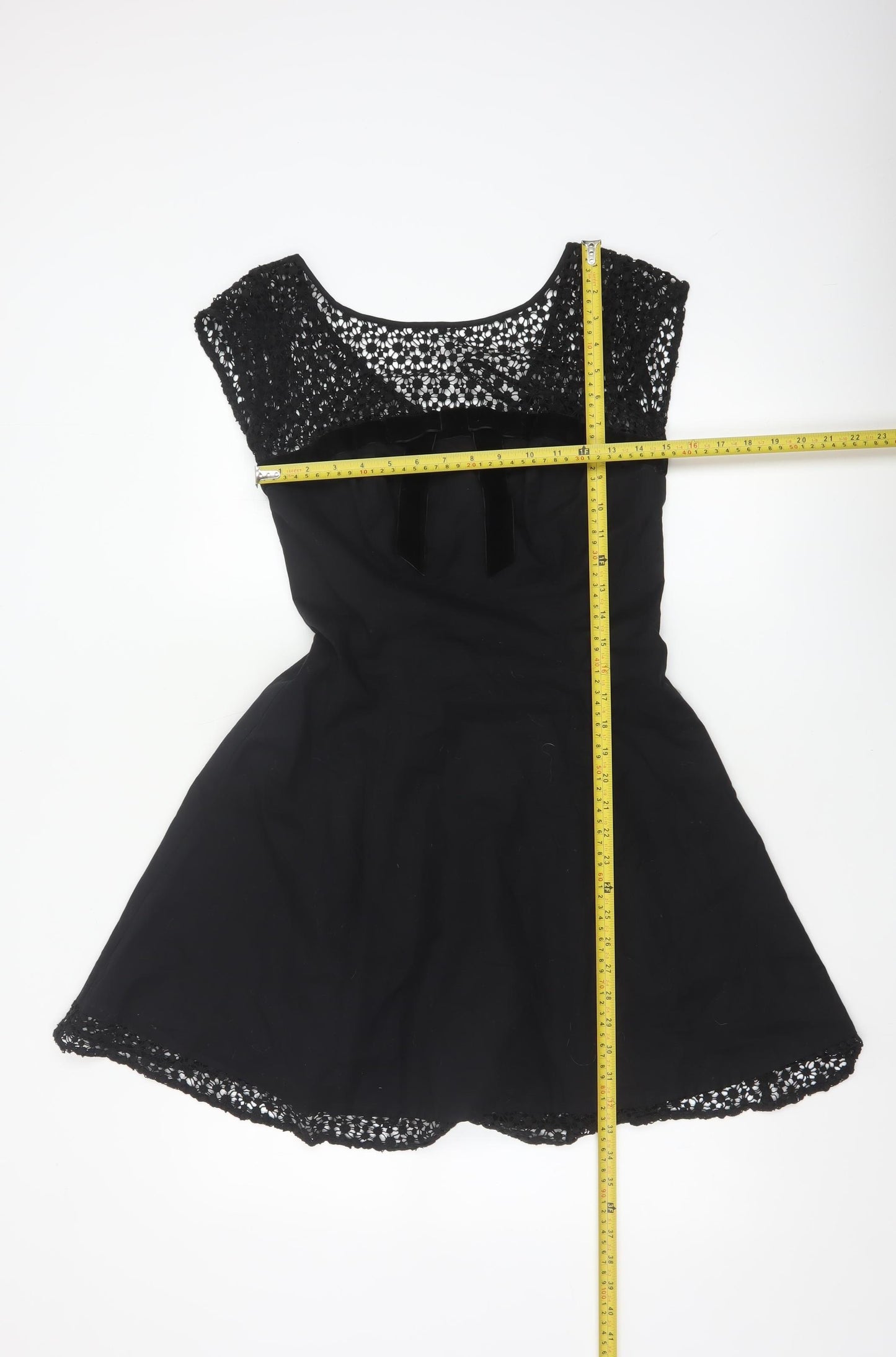 Warehouse Women’s Black UK 10 Lace Cotton Skater Party Dress