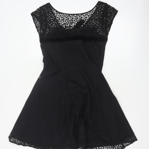 Warehouse Women’s Black UK 10 Lace Cotton Skater Party Dress
