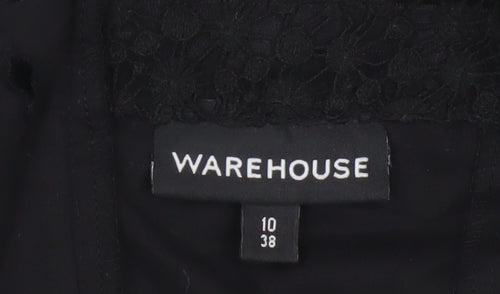Warehouse Women’s Black UK 10 Lace Cotton Skater Party Dress