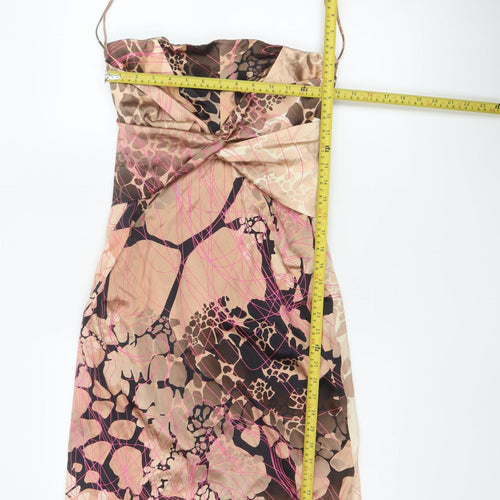 Sarah Arnett Women’s Brown Silk Animal Print Strappy Slip Dress UK 12