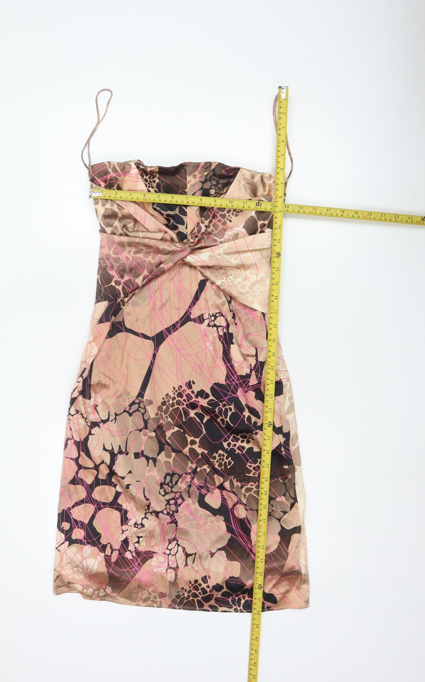 Sarah Arnett Women’s Brown Silk Animal Print Strappy Slip Dress UK 12
