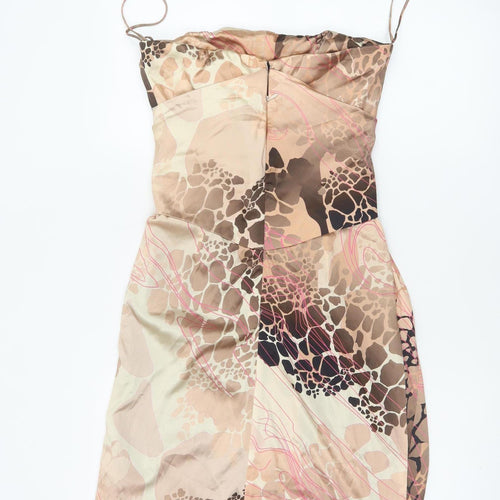 Sarah Arnett Women’s Brown Silk Animal Print Strappy Slip Dress UK 12