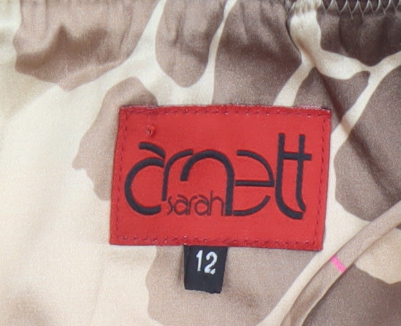 Sarah Arnett Women’s Brown Silk Animal Print Strappy Slip Dress UK 12