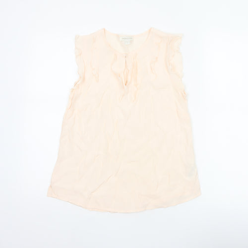 Monsoon Women Ivory UK 10 Ruffle Cap Sleeve Viscose Blouse
