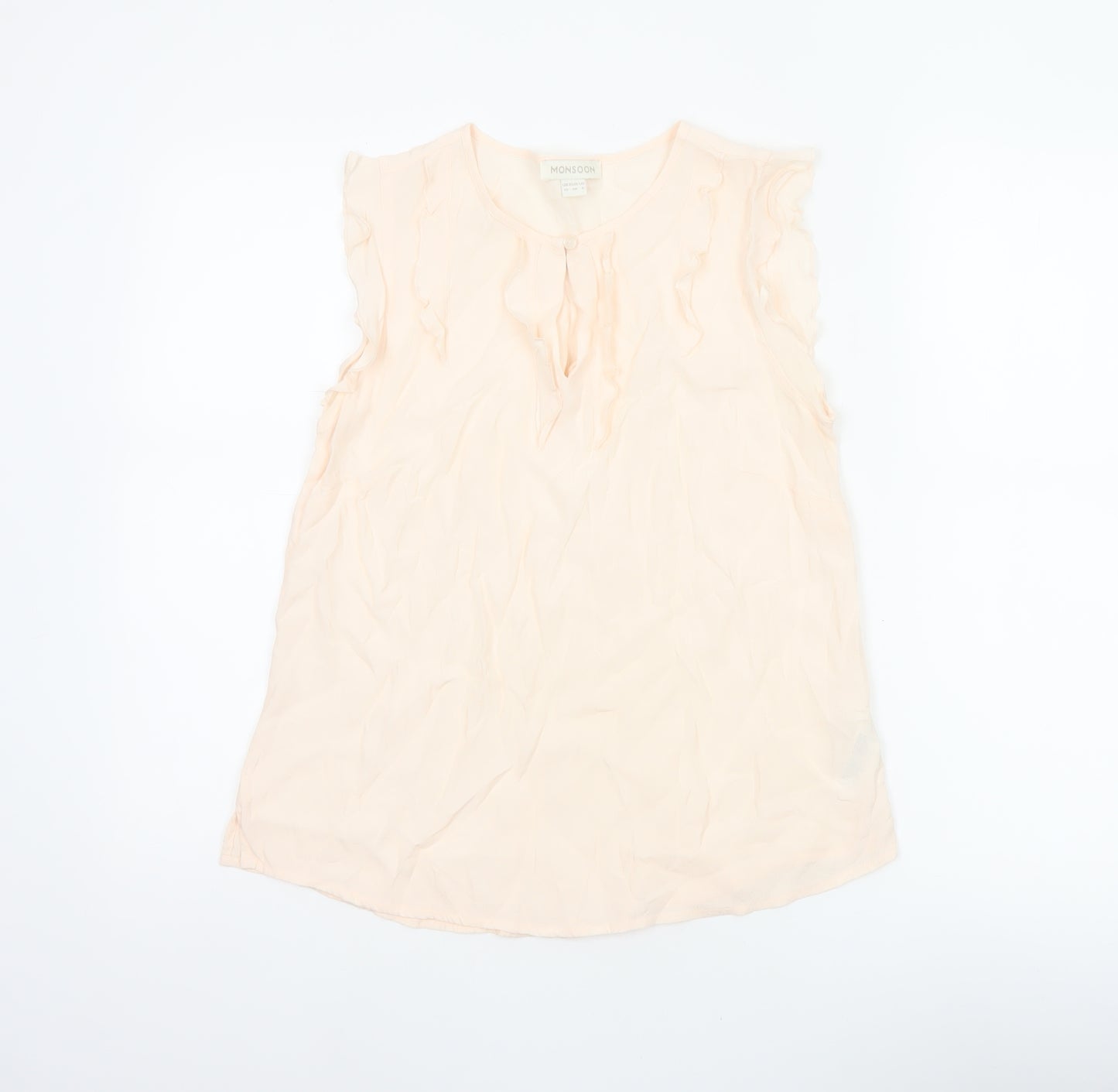 Monsoon Women Ivory UK 10 Ruffle Cap Sleeve Viscose Blouse