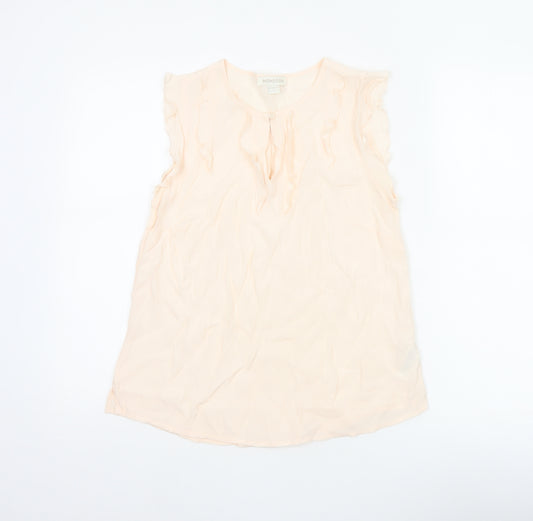Monsoon Women Ivory UK 10 Ruffle Cap Sleeve Viscose Blouse