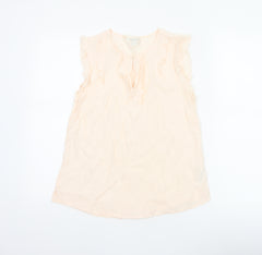 Monsoon Women Ivory UK 10 Ruffle Cap Sleeve Viscose Blouse