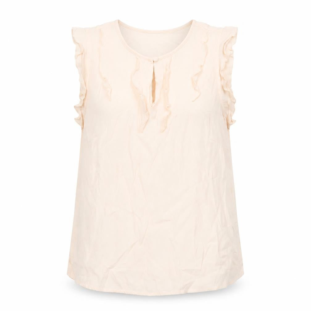 Monsoon Women Ivory UK 10 Ruffle Cap Sleeve Viscose Blouse