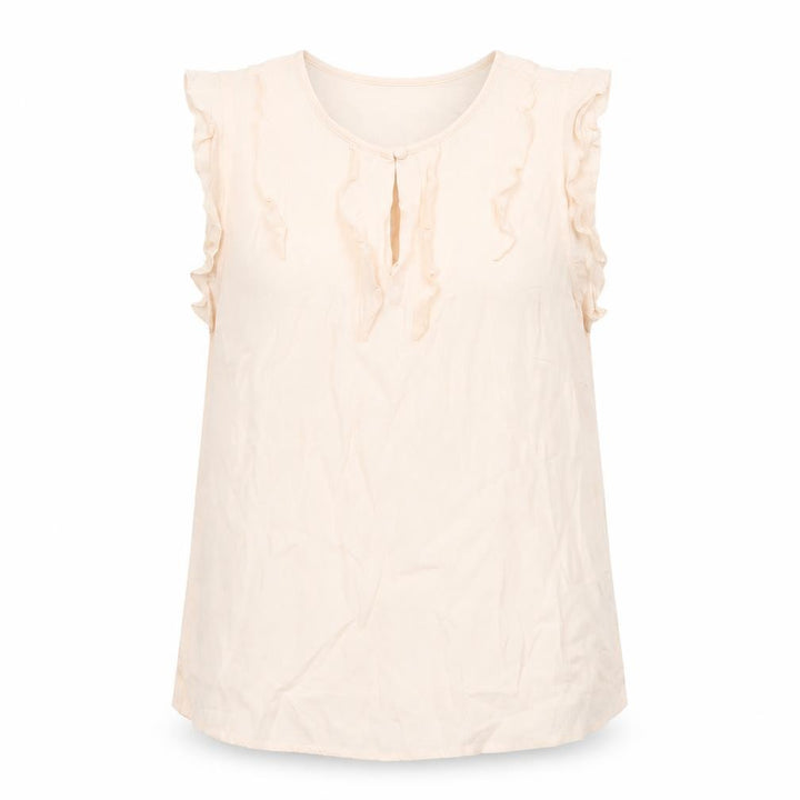 Monsoon Women Ivory UK 10 Ruffle Cap Sleeve Viscose Blouse