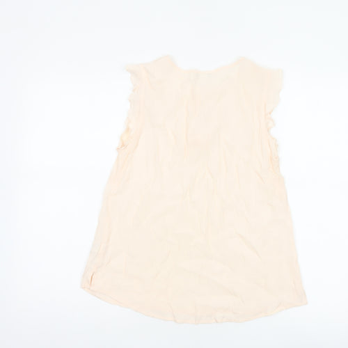 Monsoon Women Ivory UK 10 Ruffle Cap Sleeve Viscose Blouse