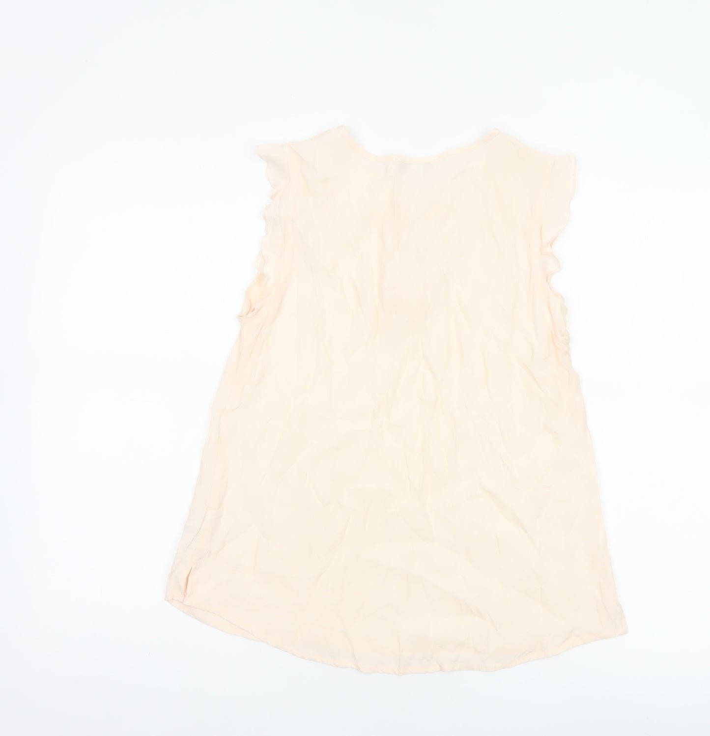 Monsoon Women Ivory UK 10 Ruffle Cap Sleeve Viscose Blouse
