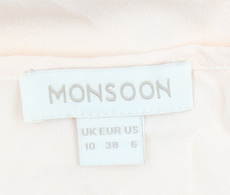 Monsoon Women Ivory UK 10 Ruffle Cap Sleeve Viscose Blouse