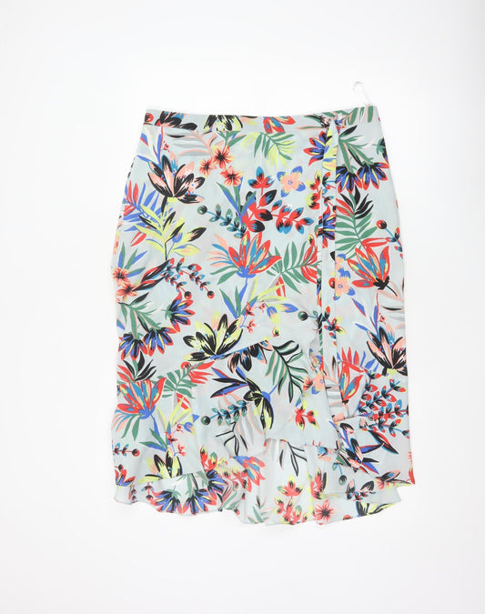 Dorothy Perkins Women’s Multicoloured UK 16 Floral Wrap Midi Skirt