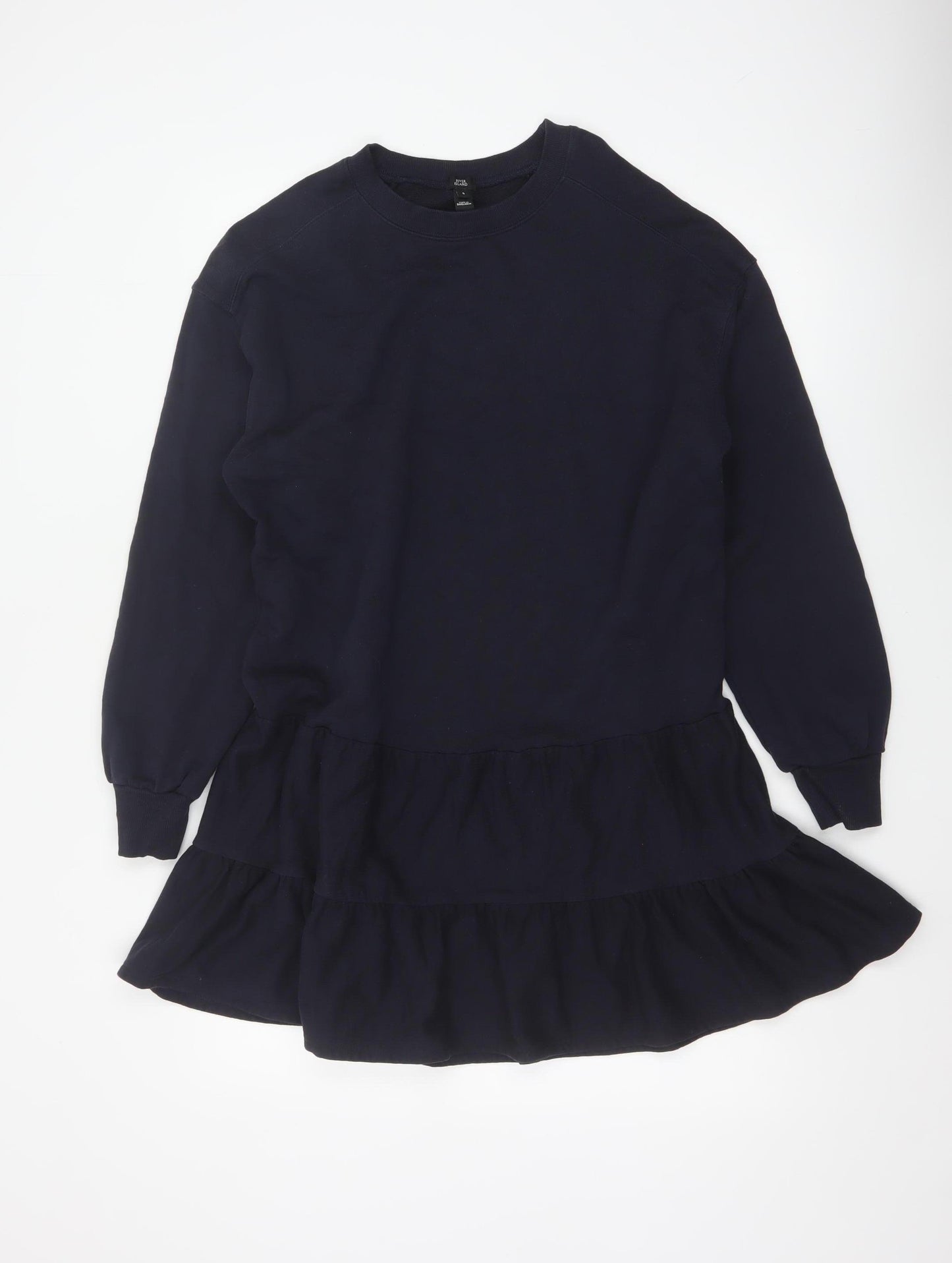 River Island Women Blue S Tiered French Terry Jumper Dress
