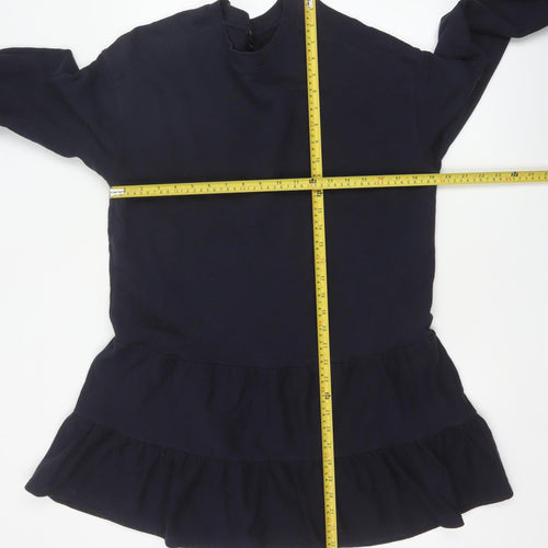 River Island Women Blue S Tiered French Terry Jumper Dress