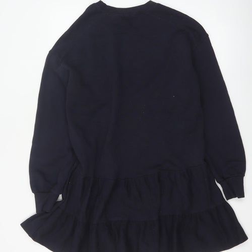 River Island Women Blue S Tiered French Terry Jumper Dress
