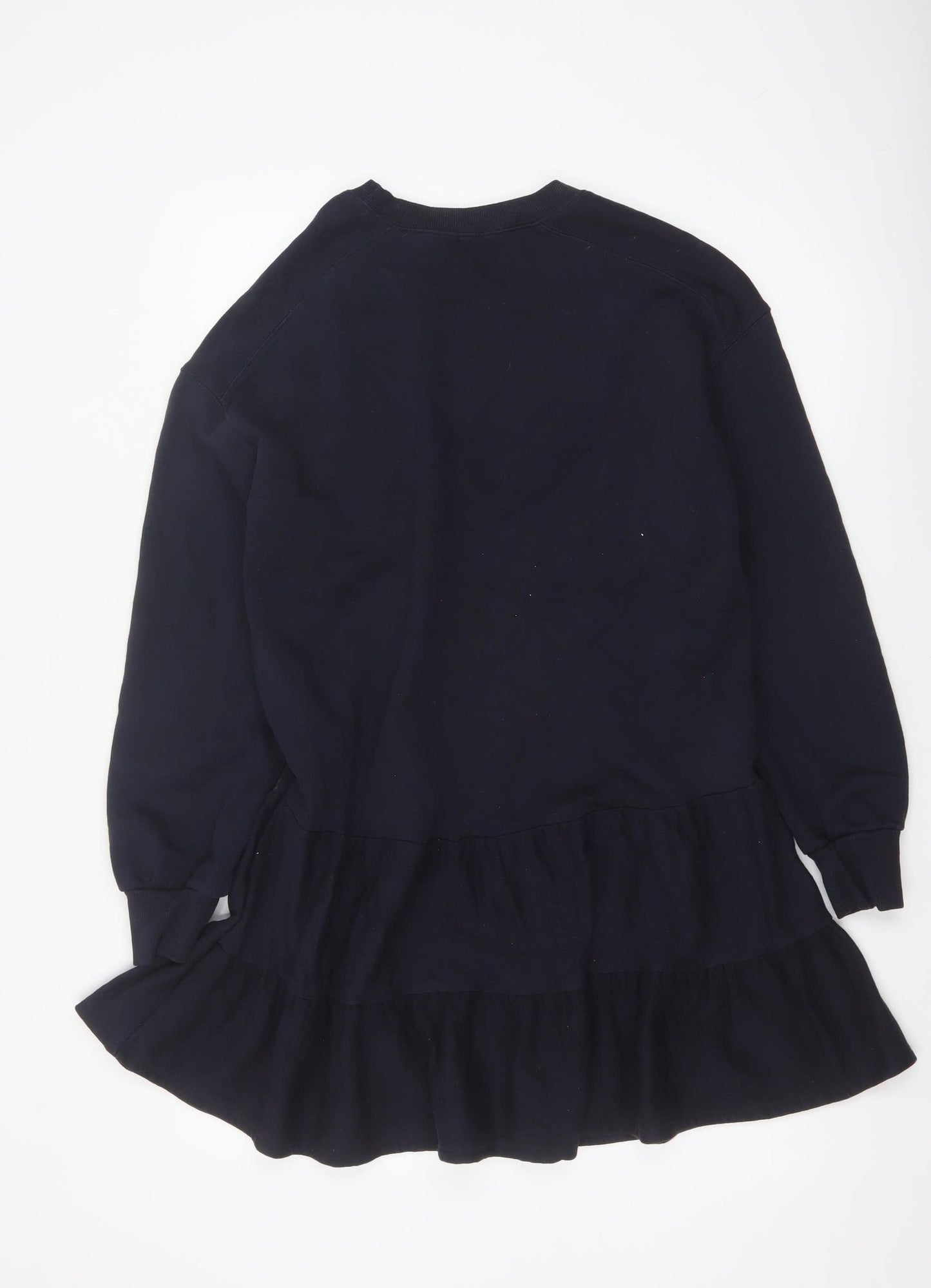River Island Women Blue S Tiered French Terry Jumper Dress