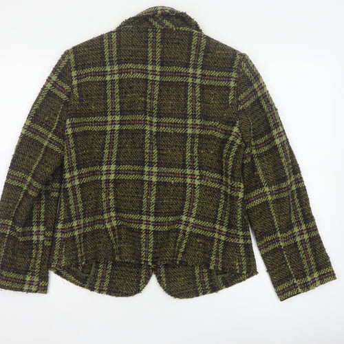 Matalan Women Green Tweed Check Wool Blend Blazer Jacket UK 14